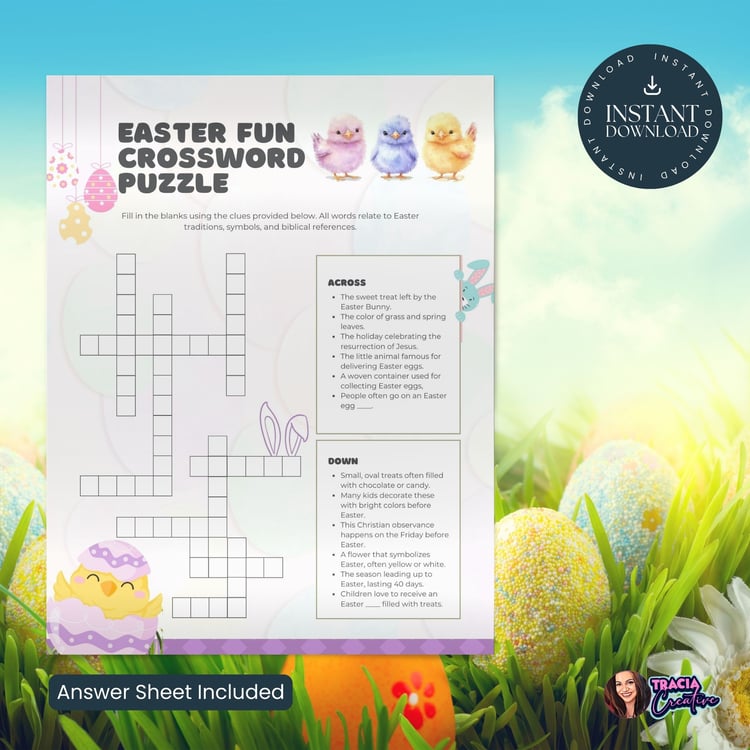 Easter Crossword Puzzle – Fun Printable Game (8.5x11 PDF)