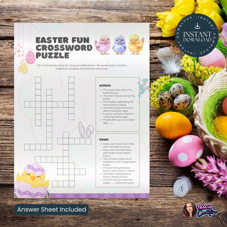 Easter Crossword Puzzle – Fun Printable Game (8.5x11 PDF)