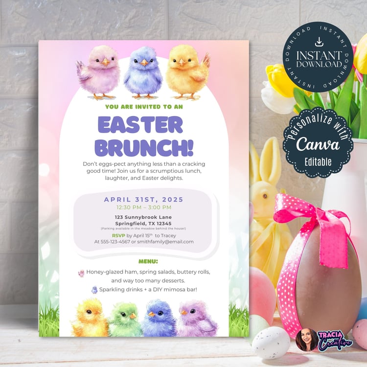 Easter Brunch Invitation – Editable Canva Template (5x7)
