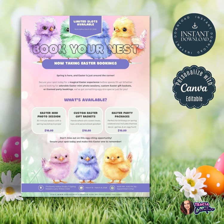 Easter Booking Flyer – Editable Canva Template (A4)
