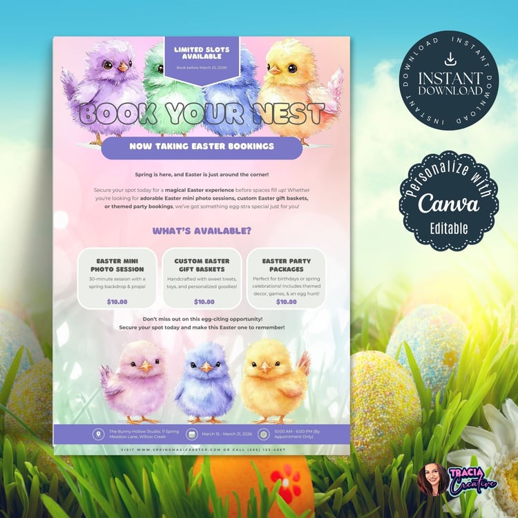 Easter Booking Flyer – Editable Canva Template (A4)