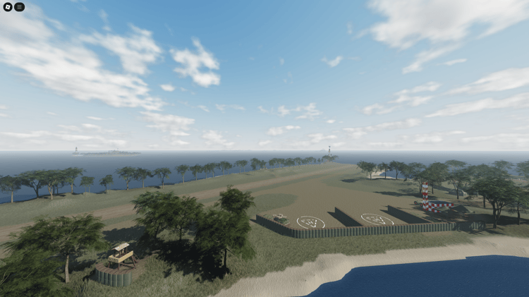Detailed military outpost surrounded by lush terrain.