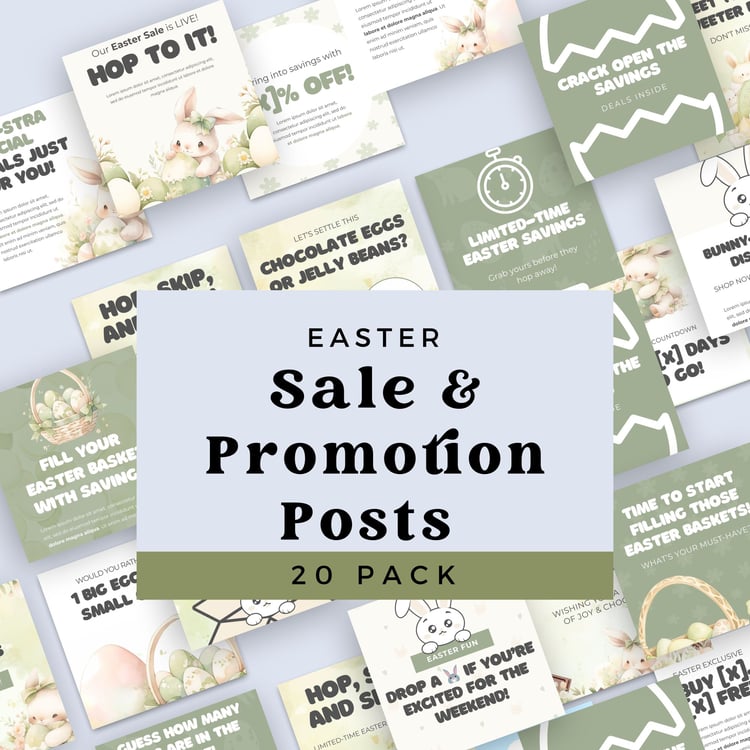 Easter Sale Instagram Posts – 20 Editable Canva Templates