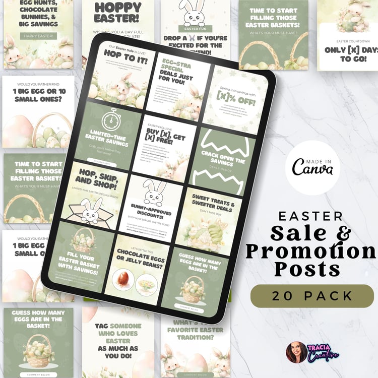 Easter Sale Instagram Posts – 20 Editable Canva Templates