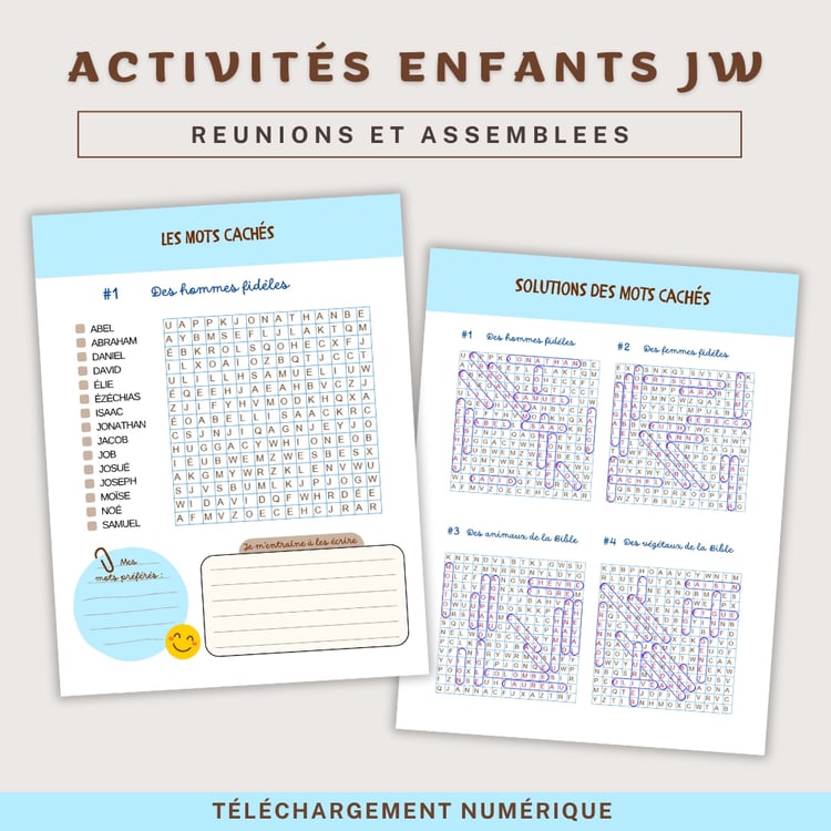 Jeux pour enfants JW - Mots mêlés bibliques à imprimer