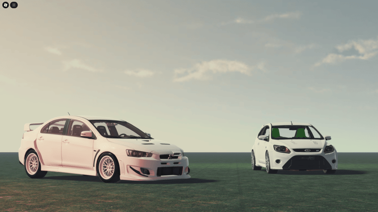 Close-up view of detailed car models with realistic lighting and textures.