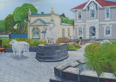 Hunterville township,painting by Darren Burch