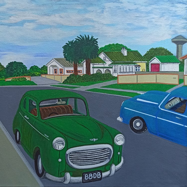The kiwi Cul-De-Sac, painting by darren burch