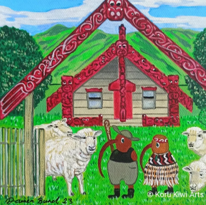 Past the sheep, Painting by Darren Burch