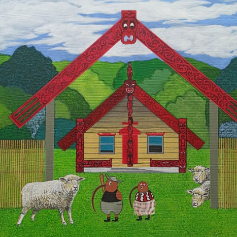 past the sheep, painting by Darren Burch