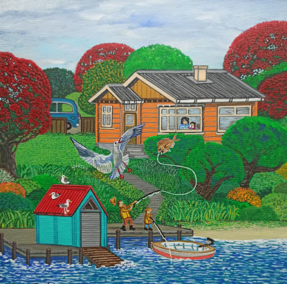 The big Catch, painting by Darren Burch