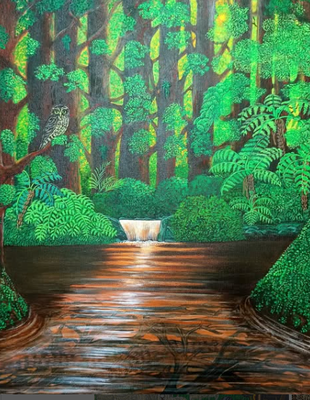 Morepork Sanctuary, painting by Darren Burch
