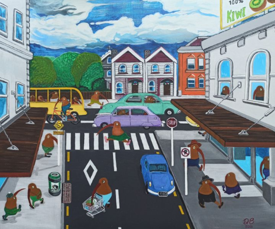 Kia Ora Kiwi, Painting by Darren Burch