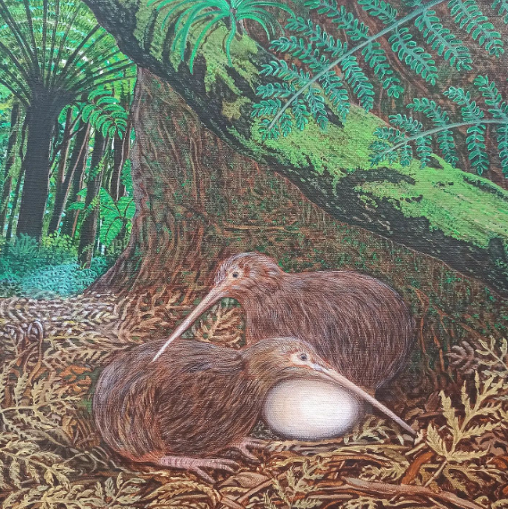 The kiwi Nest, painting by Darren Burch