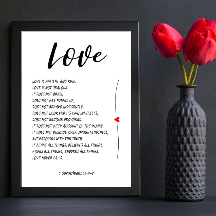Love - 1 Corinthians 13:4-8 - JW Wall Art - Digital Download