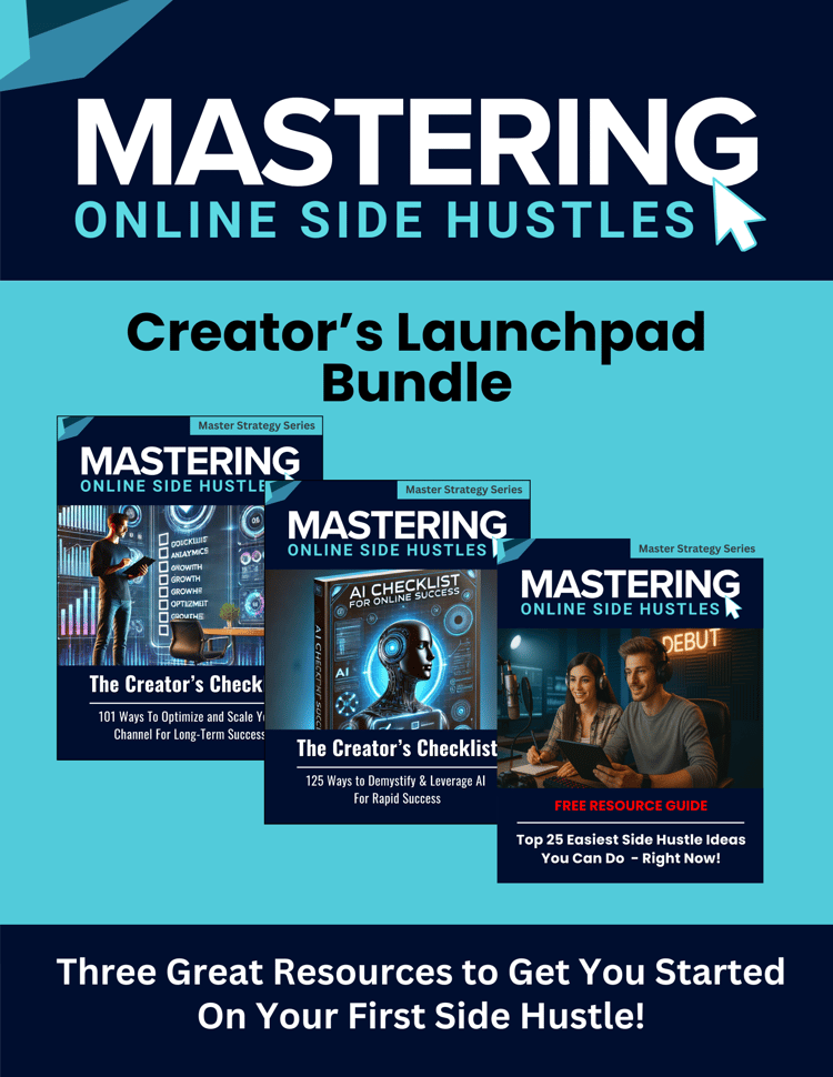 Bundle cover for The Creator’s Launchpad Suite – starter tools and strategy guides for new creators and online side hustlers.