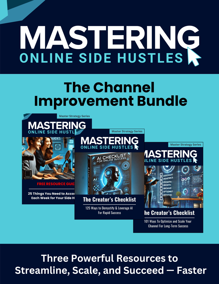 Bundle cover for The Channel Improvement Suite – checklists and tools for refining and scaling your creator channel.