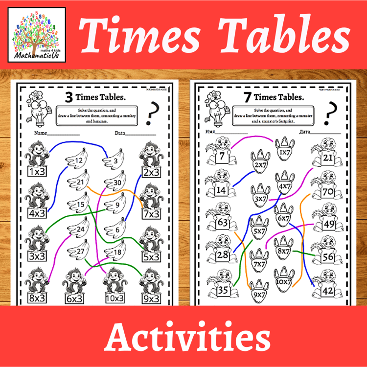 1 to 10 Times tables activities