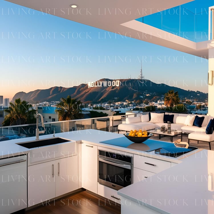 Outdoor kitchen in hollywood penthouse