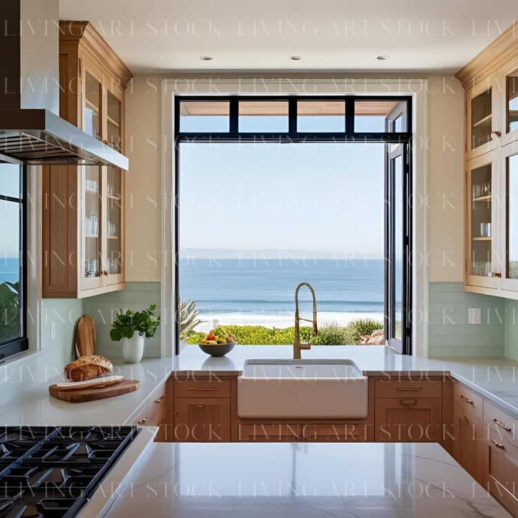 Contemporary California kitchen in ocean front home