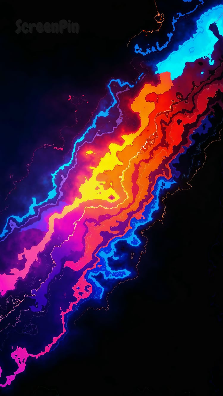 Vivid colorful marble flow with swirling patterns set on a black background.