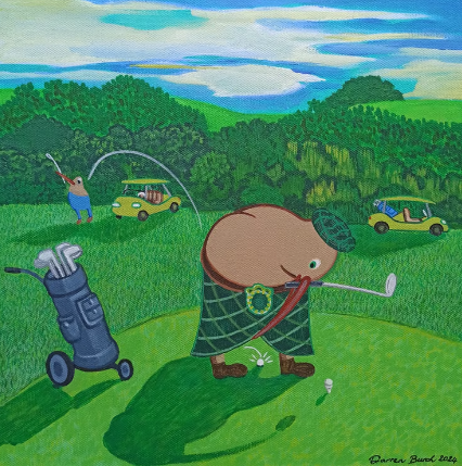 Kilted Golf Surprise. Artist Darren Burch