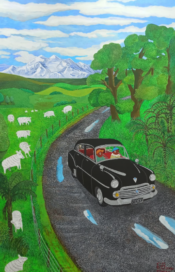 Kiwi Sunday country drive. Artist Darren Burch