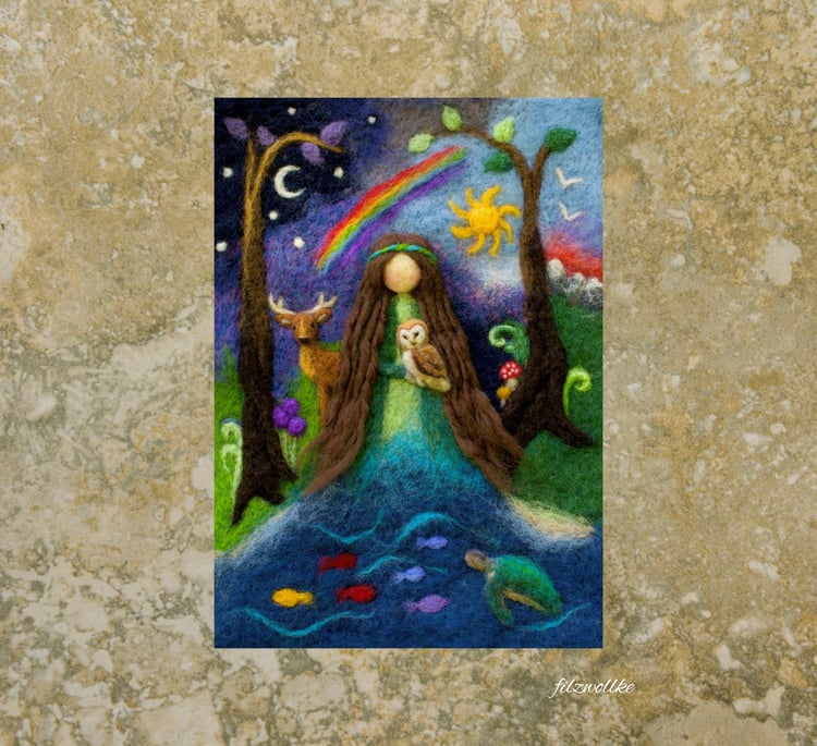 Gaia Mother of Nature art print for nature altar decor.