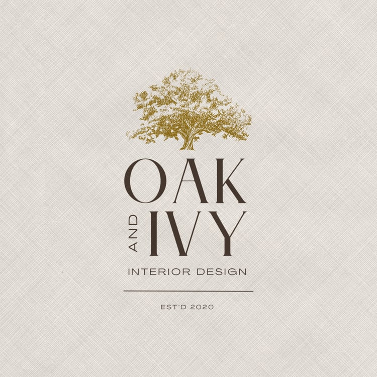 Oak and Ivy logo design featuring A hand drawn oak tree illustration