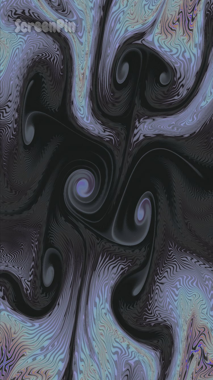 Abstract digital artwork of swirling dark vortexes in motion, with fluid forms and shadowy gradients creating depth and mystery.