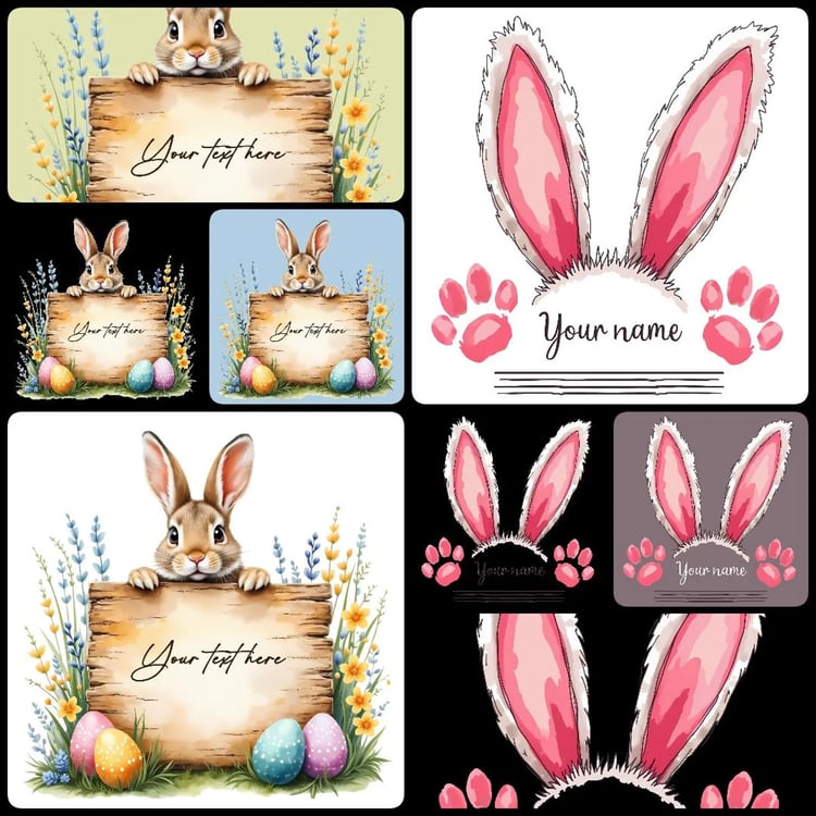 This Easter-themed PNG bundle is 100% customizable for personalization. Personalized Easter text. pop-culture Easter illustrations. Perfect for crafting, apparel, and seasonal decor. Images such as "Chillin with my peeps", "Chics dig me", Trump Easter bun
