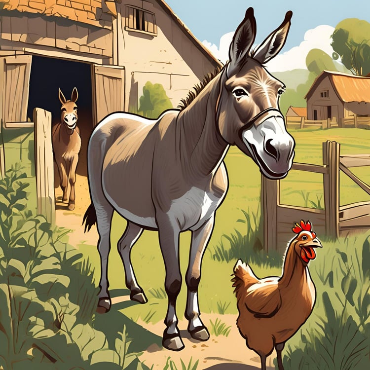 Donkey Mom Working on The Farm