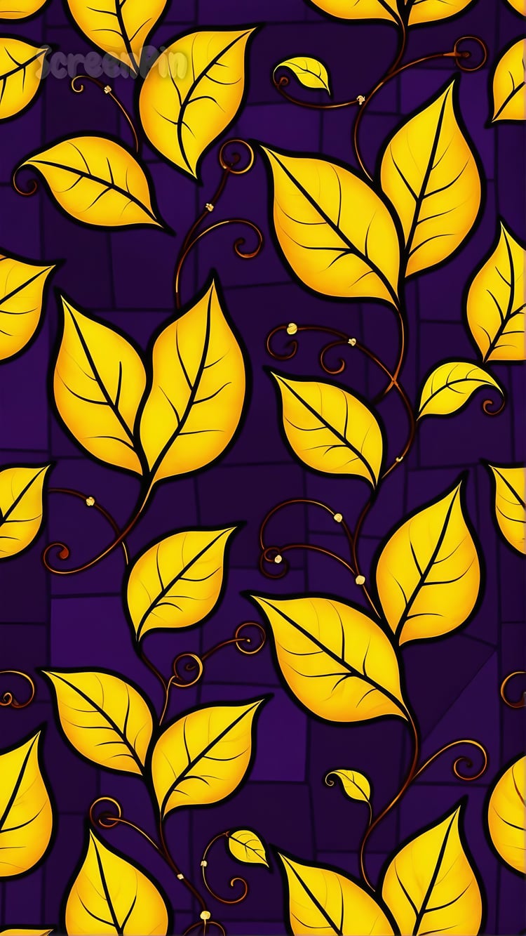 Scattered orange, red, and yellow autumn leaves on a rich purple background, digital seasonal artwork.