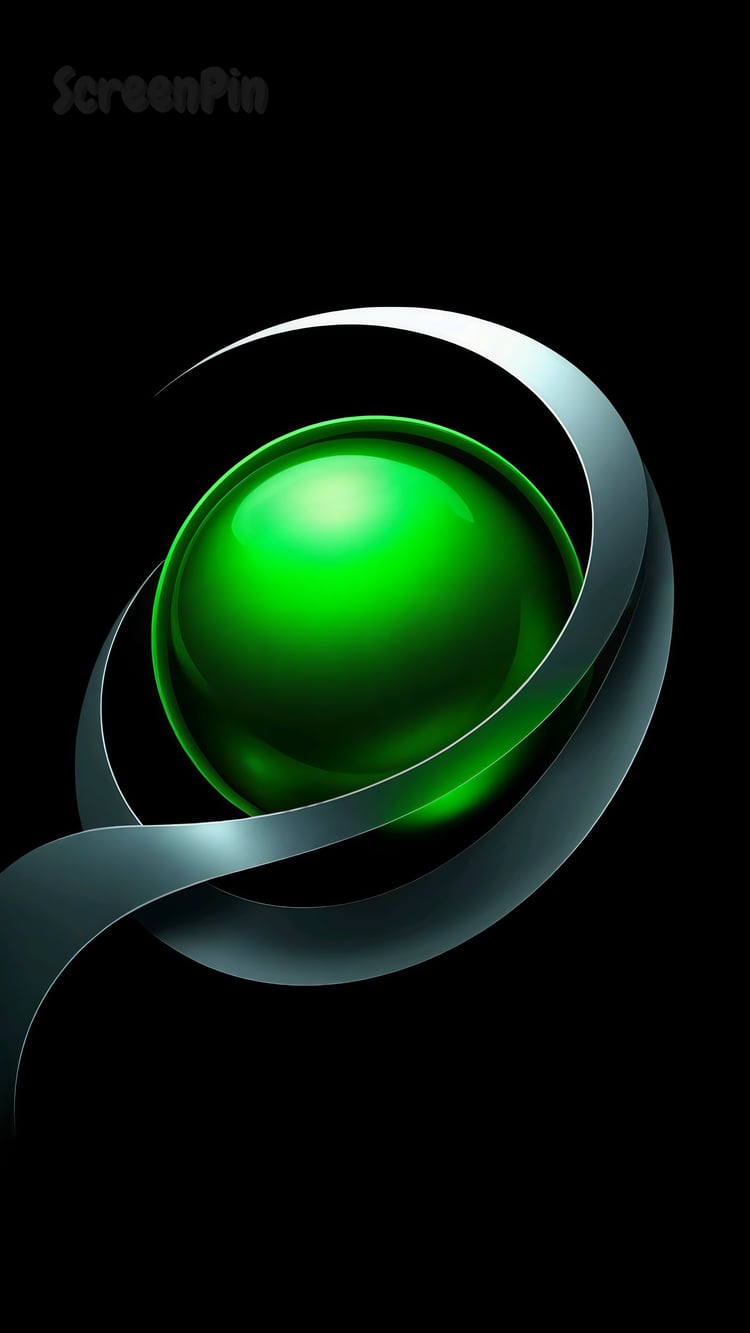 Light green and silver abstract forms with a metallic texture flowing over a black background in a digital artwork.
