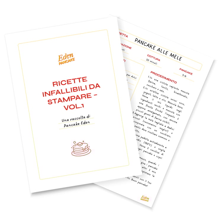 Due pagine del ricettario di Pancake Eden
