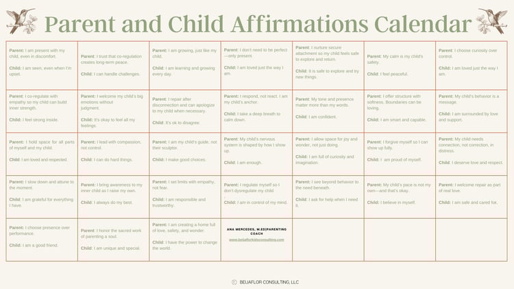 31-Day Parent + Child Affirmation Calendar