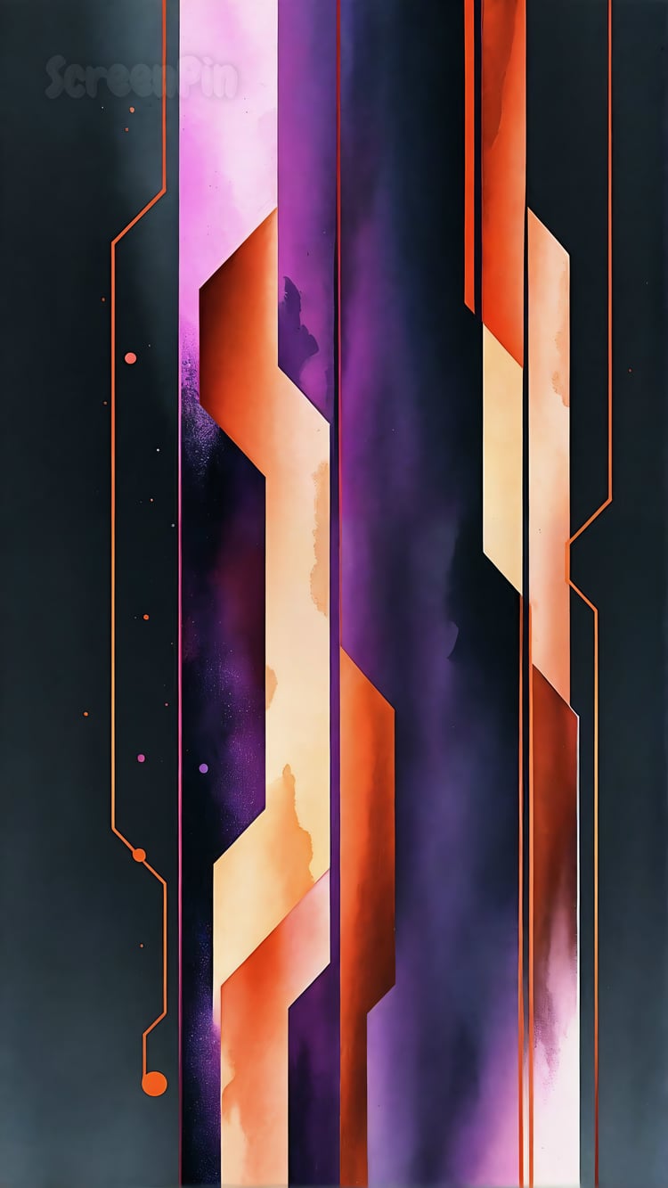 Futuristic abstract artwork with flowing purple and rust colors, featuring digital motion.