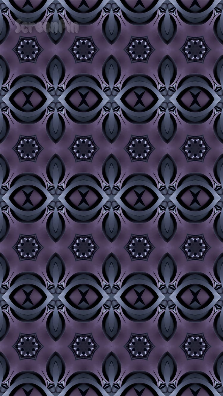 Unique seamless geometric pattern in indigo and grey tones with interlocking abstract shapes forming a modern, rhythmic digital design.
