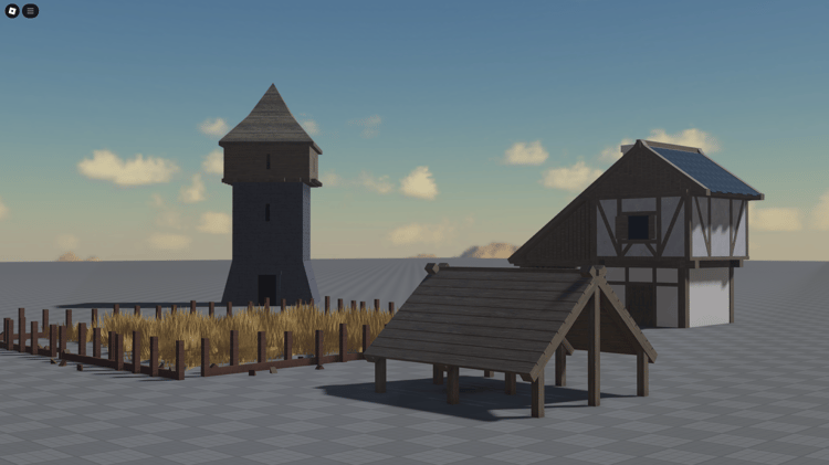 Overview of the free Roblox medieval village pack