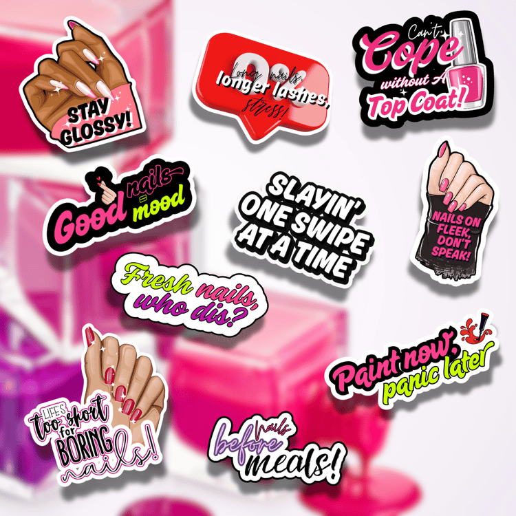 Funny Nail Quote stickers, Instant Downloads