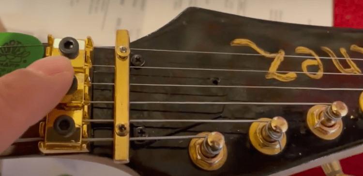 electric guitar nut and headstock