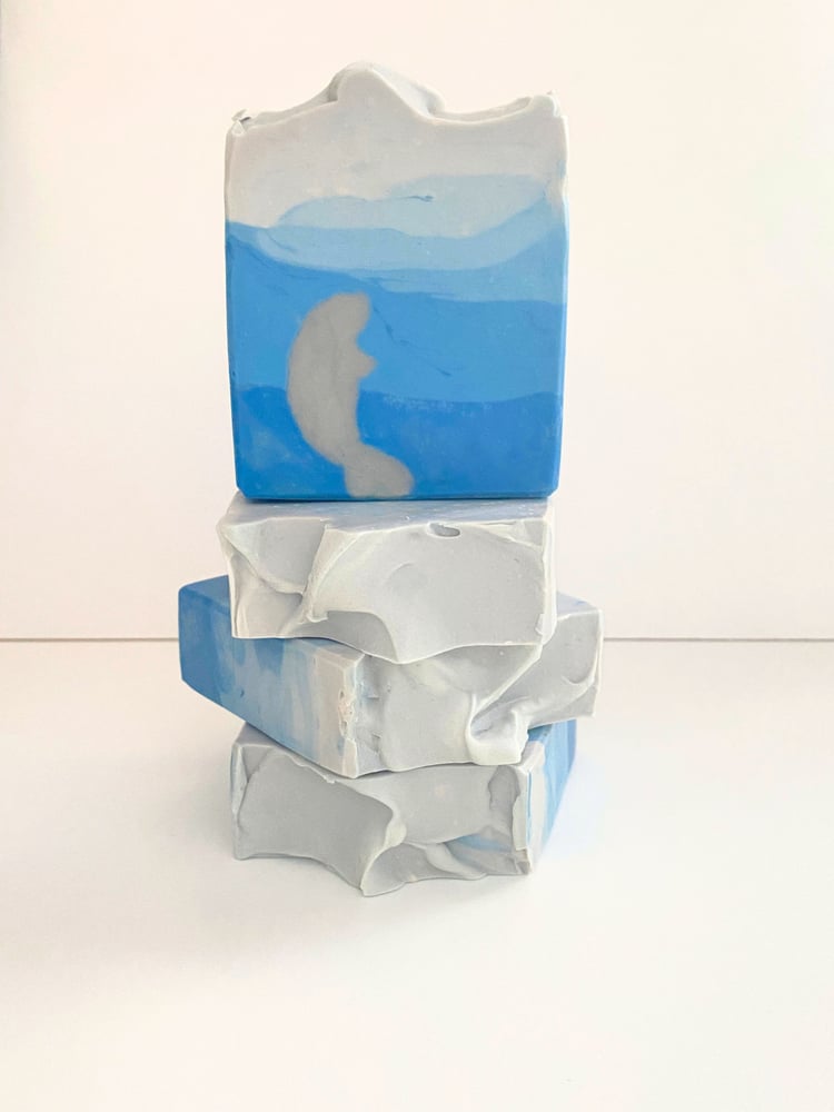 Stack of soap bars depicting a manatee under the water