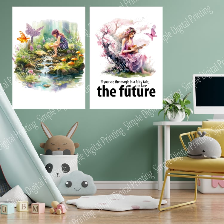 fairy tale, fairy, fairies, girls room, nursery room, newborn, typography, quote, digital download, digital poster, room decor