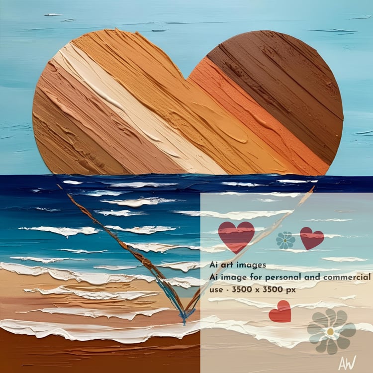 Ai Artwork Ocean scene heart design