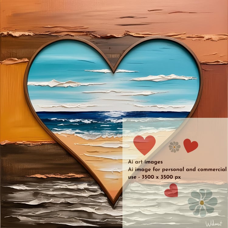 Ai art  - Abstract ocean heart design