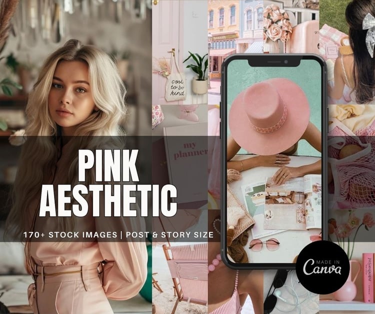 Pink Instagram Templates, Canva Instagram Bundle, Aesthetic Feed Kit, Editable Social Media Graphics, Mockup Templates for Instagram, Feminine Branding Kit, IG Posts and Stories Pack, Digital Content for Influencers