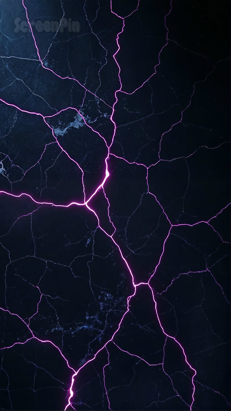 Dark cracked marble texture with glowing pink veins, high-contrast and cinematic abstract background