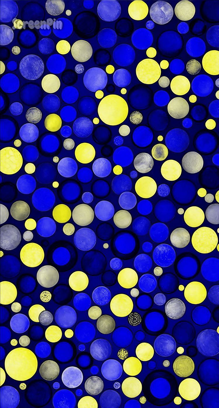 Abstract background with yellow and blue bubbles on a soft dynamic surface