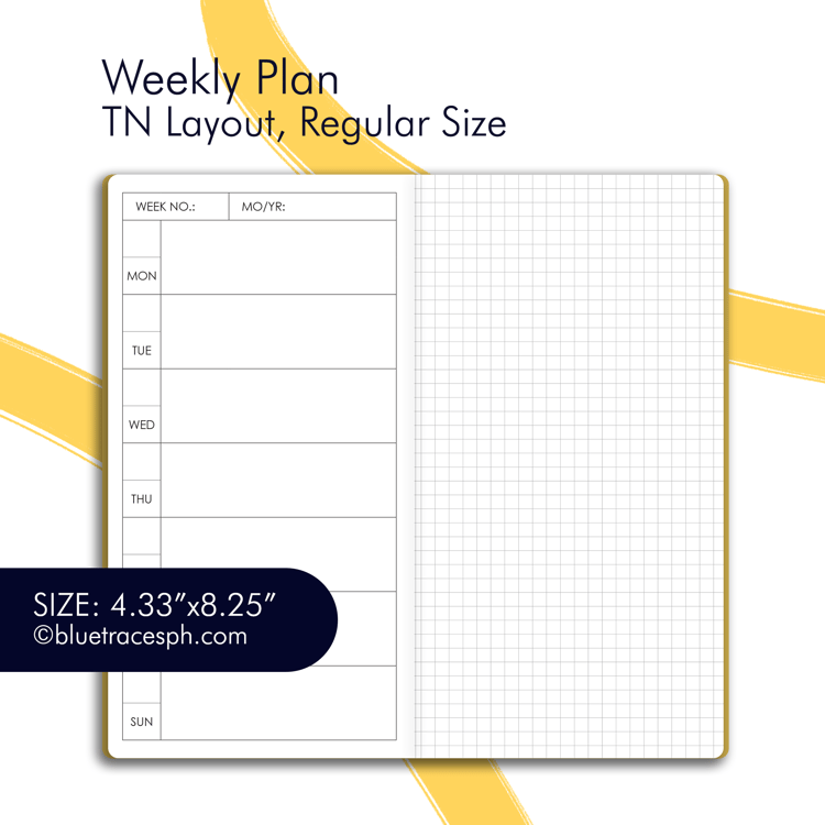 Weekly planner layout with grid