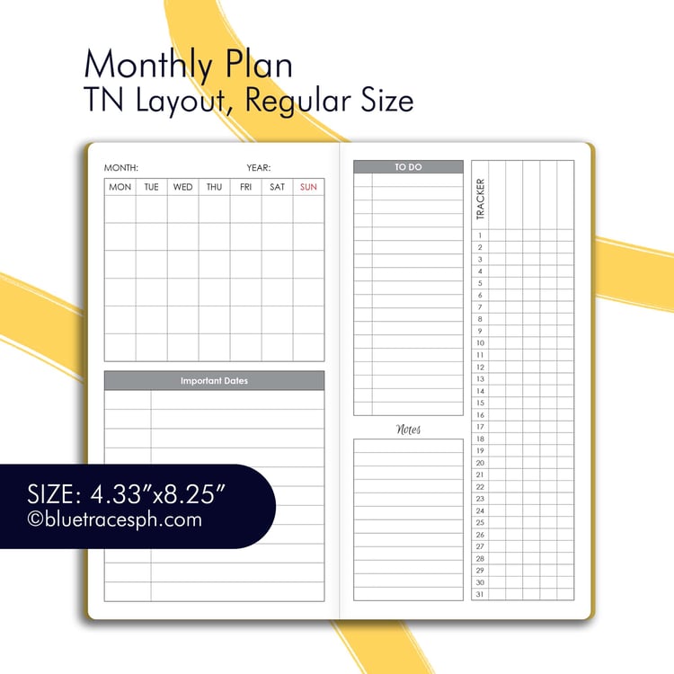 Monlthly planner layout